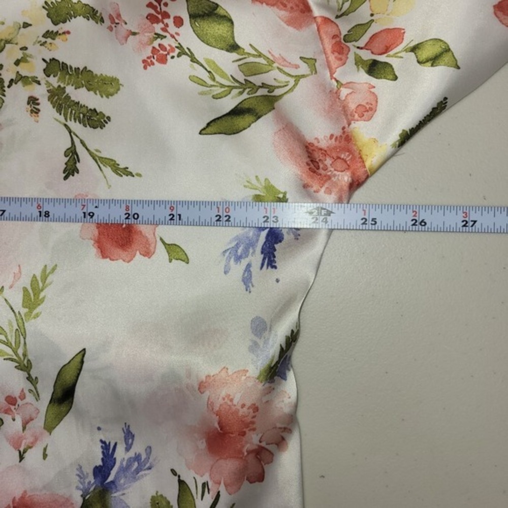 Apt. 9 Floral Robe Womens L Pink‎ Satin Kimono Lace Trim Lightweight Belt Read - Picture 8 of 10